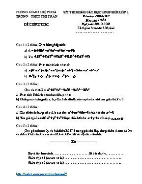 Đề thi khảo sát học sinh giỏi lớp 8 năm học 2008 - 2009 môn thi Toán